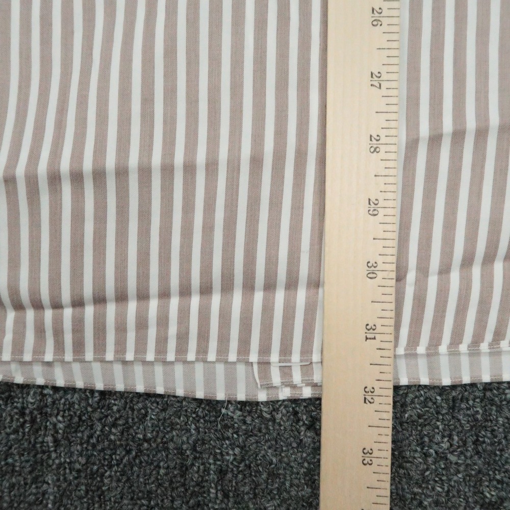 Brioni Shirt Men XL 17.5 Brown White Striped Long Sleeve Button Up - Picture 9 of 11